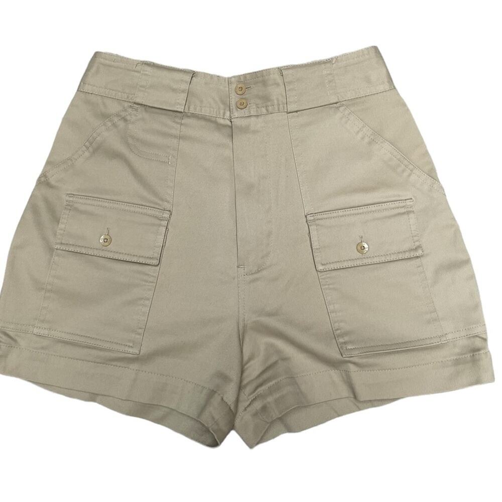 Lands End Cargo Shorts Women 12 Outdoor Hiking Safari Stretch High Rise Khaki